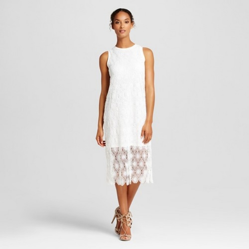 ☀️ White midi lace cream dress by Kersh